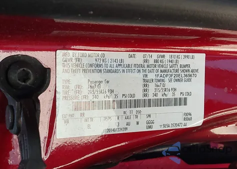 2014 Ford Focus Se from USA, damaged, VIN 1FADP3F20EL365670